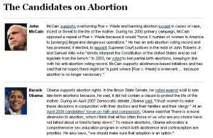 Obama and McCain's views on abortion